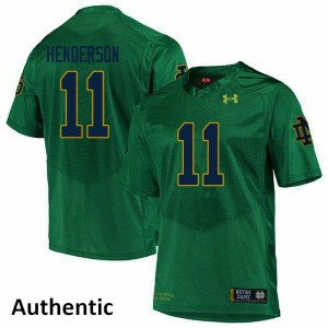 Mens Ramon Henderson Green University of Notre Dame #11 Authentic Stitched Jerseys