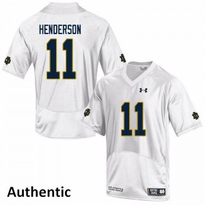 Mens Ramon Henderson White University of Notre Dame #11 Authentic Player Jersey