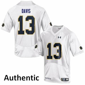 Men Avery Davis White UND #13 Authentic University Jerseys
