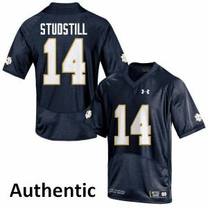 Men's Devin Studstill Navy Blue UND #14 Authentic NCAA Jerseys