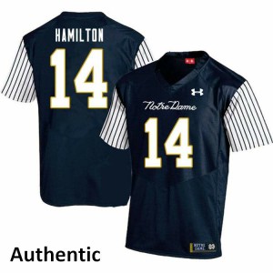 Men's Kyle Hamilton Navy Blue Notre Dame #14 Alternate Authentic University Jerseys