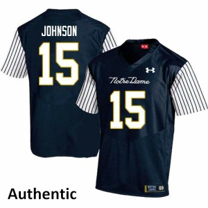 Mens Jordan Johnson Navy Blue Notre Dame #15 Alternate Authentic University Jerseys
