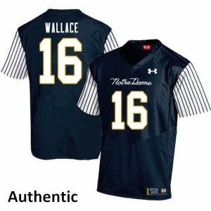 Mens KJ Wallace Navy Blue Notre Dame #16 Alternate Authentic Stitch Jersey