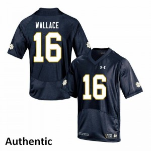 Men's KJ Wallace Navy University of Notre Dame #16 Authentic Football Jerseys