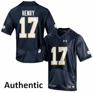 Men Nolan Henry Navy Blue Notre Dame #17 Authentic Official Jerseys
