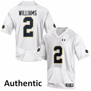Men Dexter Williams White University of Notre Dame #2 Authentic Stitched Jersey