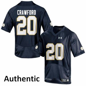 Men Shaun Crawford Navy Blue Notre Dame #20 Authentic Player Jersey