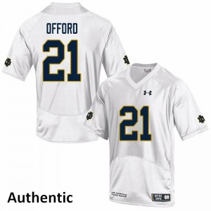 Mens Caleb Offord White UND #21 Authentic University Jerseys