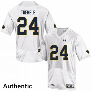 Mens Tommy Tremble White Notre Dame Fighting Irish #24 Authentic Stitched Jersey