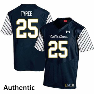 Men Chris Tyree Navy Blue Irish #25 Alternate Authentic Official Jerseys