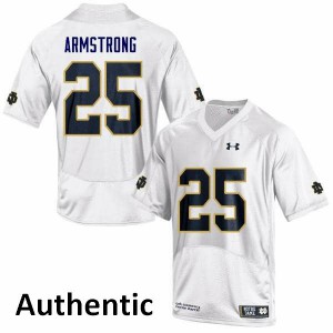 Men Jafar Armstrong White Fighting Irish #25 Authentic NCAA Jerseys
