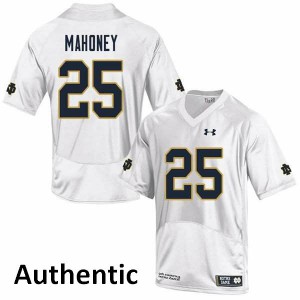 Men's John Mahoney White UND #25 Authentic Football Jerseys