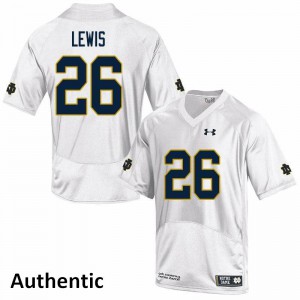 Men Clarence Lewis White Notre Dame Fighting Irish #26 Authentic Player Jersey