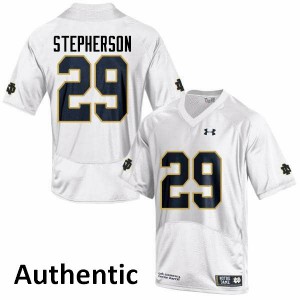 Men Kevin Stepherson White University of Notre Dame #29 Authentic Stitch Jersey