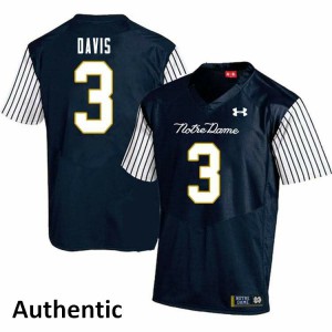 Men's Avery Davis Navy Blue Fighting Irish #3 Alternate Authentic Football Jerseys