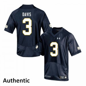Men's Avery Davis Navy UND #3 Authentic Official Jerseys