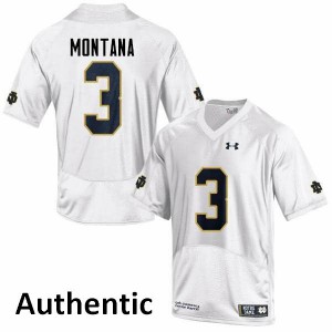 Men Joe Montana White UND #3 Authentic Embroidery Jerseys