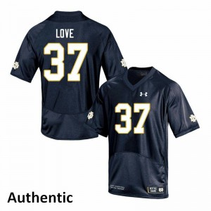 Men Chase Love Navy University of Notre Dame #37 Authentic Stitched Jersey