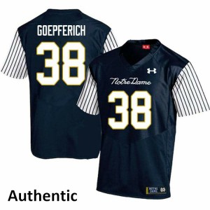 Men Dawson Goepferich Navy Blue University of Notre Dame #38 Alternate Authentic Stitch Jersey