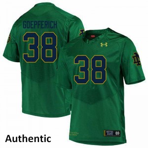 Mens Dawson Goepferich Green Notre Dame #38 Authentic Stitched Jerseys