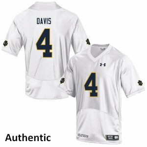 Men Avery Davis White Notre Dame #4 Authentic Player Jerseys