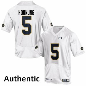 Men's Paul Hornung White UND #5 Authentic Player Jerseys