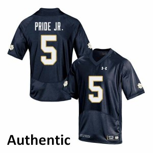 Men's Troy Pride Jr. Navy University of Notre Dame #5 Authentic Official Jersey