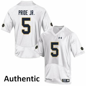 Mens Troy Pride Jr. White Notre Dame Fighting Irish #5 Authentic College Jersey