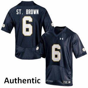 Men Equanimeous St. Brown Navy Blue Irish #6 Authentic Player Jersey