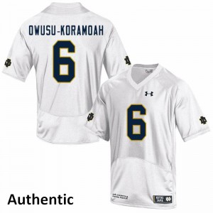 Mens Jeremiah Owusu-Koramoah White Notre Dame #6 Authentic Official Jersey
