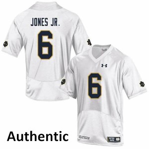 Men Tony Jones Jr. White Notre Dame #6 Authentic Stitch Jersey