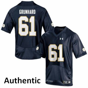 Men Colin Grunhard Navy Notre Dame Fighting Irish #61 Authentic Stitched Jersey