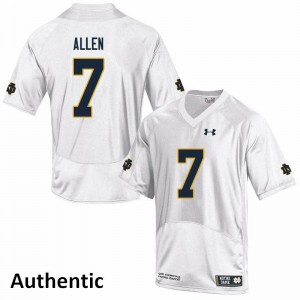 Men Derrik Allen White Notre Dame #7 Authentic Stitch Jerseys