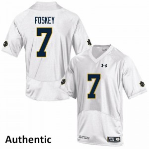 Mens Isaiah Foskey White Notre Dame #7 Authentic Official Jersey