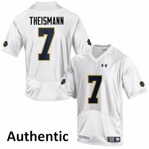 Men's Joe Theismann White UND #7 Authentic Player Jerseys
