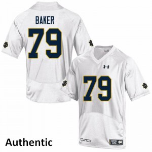 Men Tosh Baker White Notre Dame #79 Authentic Official Jerseys