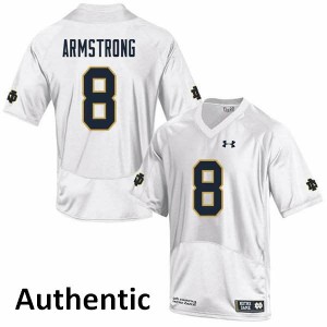 Mens Jafar Armstrong White Fighting Irish #8 Authentic NCAA Jersey