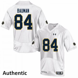 Mens Kevin Bauman White Irish #84 Authentic NCAA Jerseys