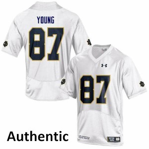 Men's Michael Young White Fighting Irish #87 Authentic Embroidery Jerseys