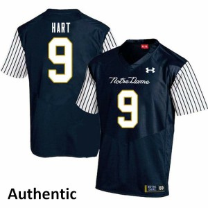 Men's Cam Hart Navy Blue University of Notre Dame #9 Alternate Authentic Stitch Jerseys