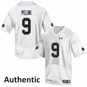 Men Patrick Pelini White Notre Dame #9 Authentic Player Jersey
