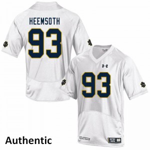 Mens Zane Heemsoth White Notre Dame Fighting Irish #93 Authentic Stitched Jerseys