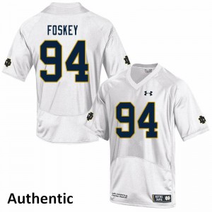 Men Isaiah Foskey White University of Notre Dame #94 Authentic Stitched Jersey