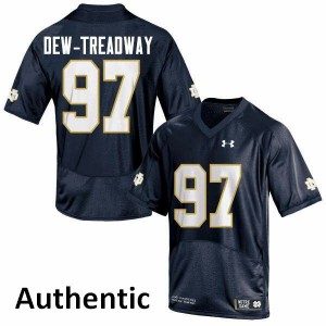 Mens Micah Dew-Treadway Navy Blue Notre Dame #97 Authentic NCAA Jerseys