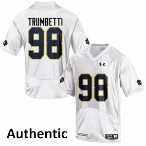 Men's Andrew Trumbetti White Irish #98 Authentic Football Jerseys