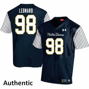 Men Harrison Leonard Navy Blue University of Notre Dame #98 Alternate Authentic Football Jersey