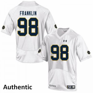 Mens Ja'Mion Franklin White Fighting Irish #98 Authentic Official Jersey