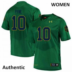 Women's Drew Pyne Green Notre Dame #10 Authentic NCAA Jerseys