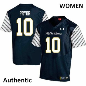 Women's Isaiah Pryor Navy Blue Irish #10 Alternate Authentic University Jerseys