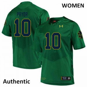 Womens Isaiah Pryor Green Irish #10 Authentic Football Jerseys